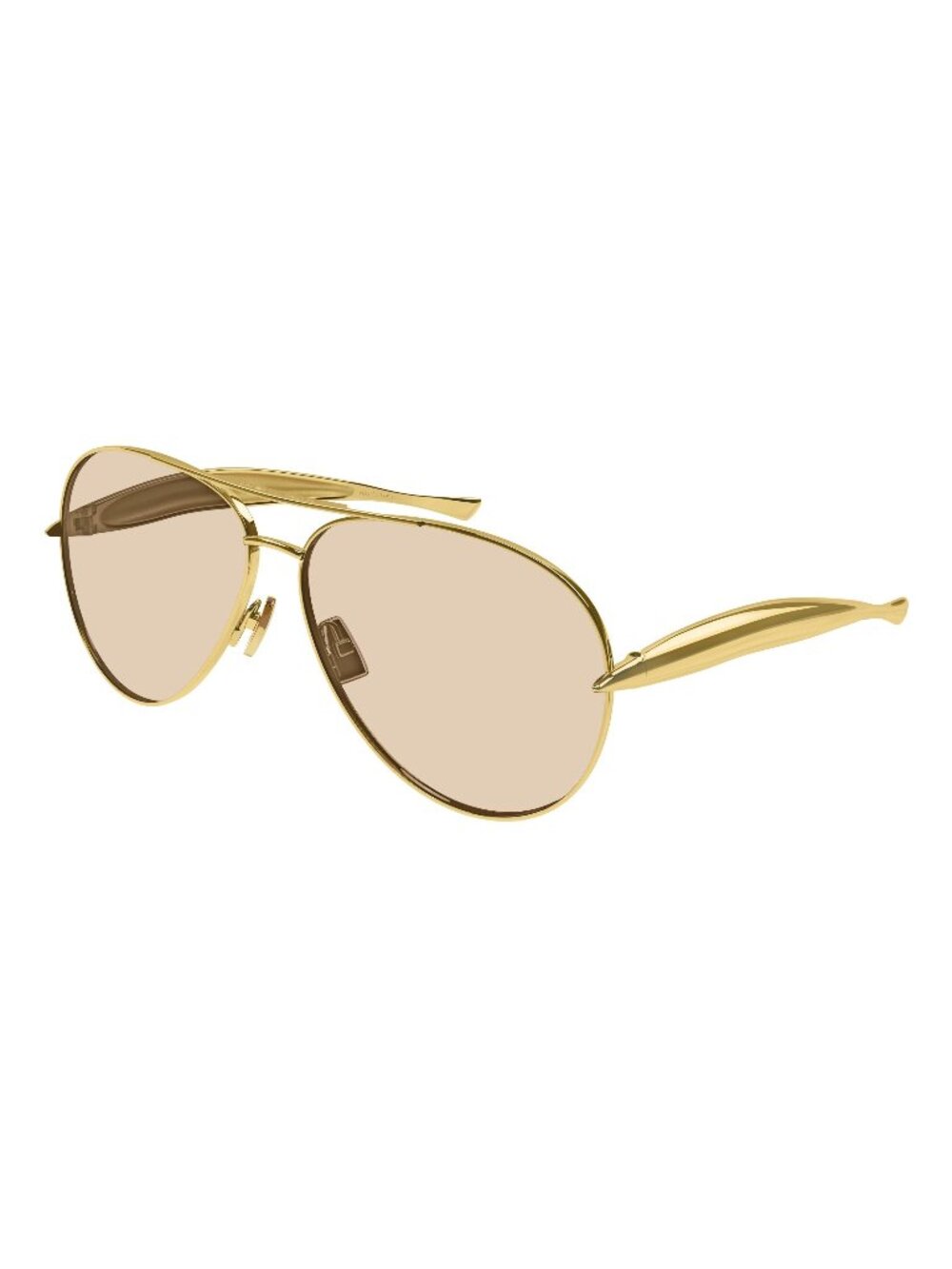 New Bottega Veneta Unisex Sunglasses Gold Square Brown Lens Metal Frame BV1305S